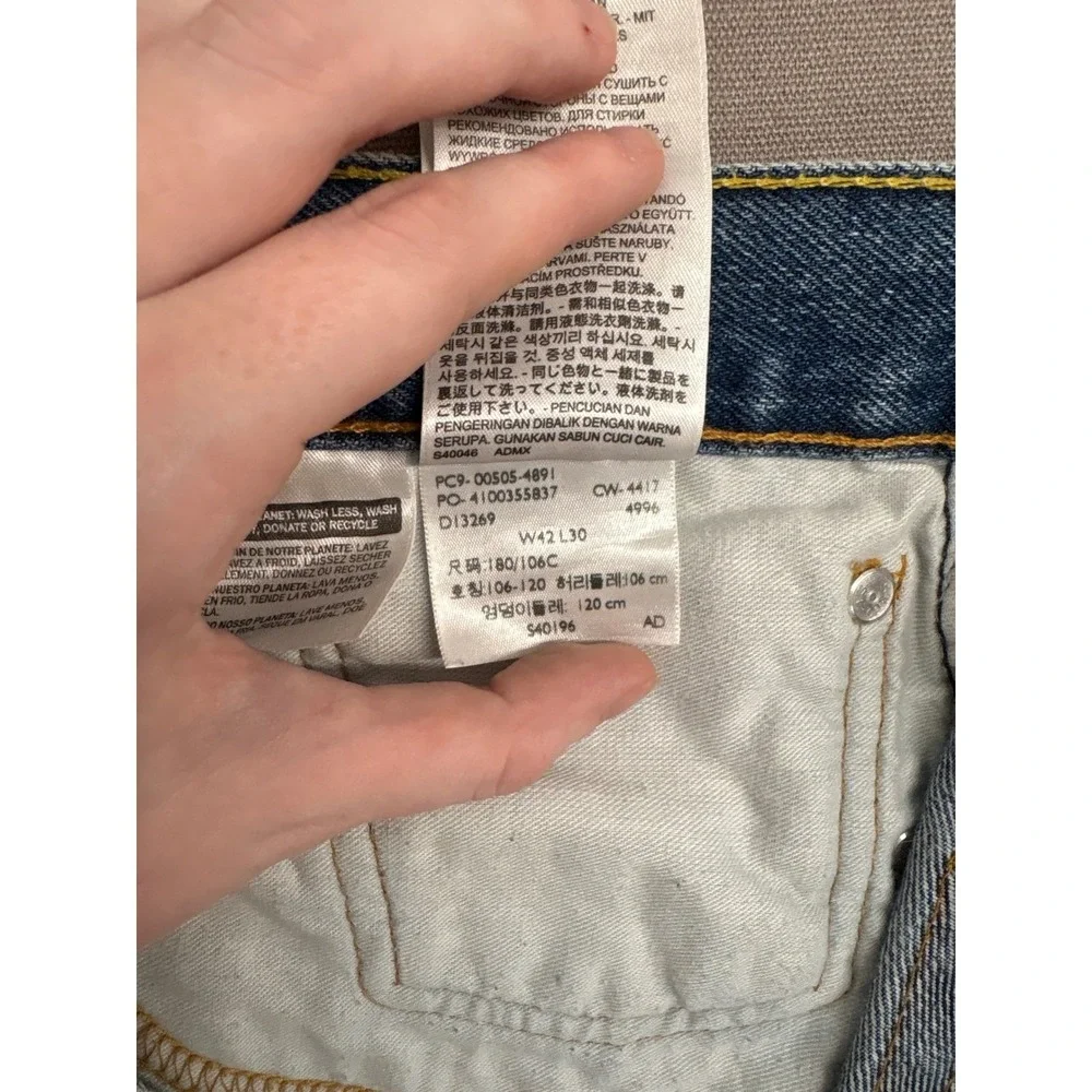Levis 505 Mens Regular Fit Straight Leg Blue Denim Jeans W42 L30 00505-4891